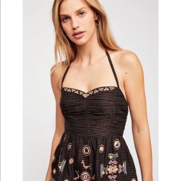 Free People Tops - Free People Sweet Safari Halter Top Embroidered NWT